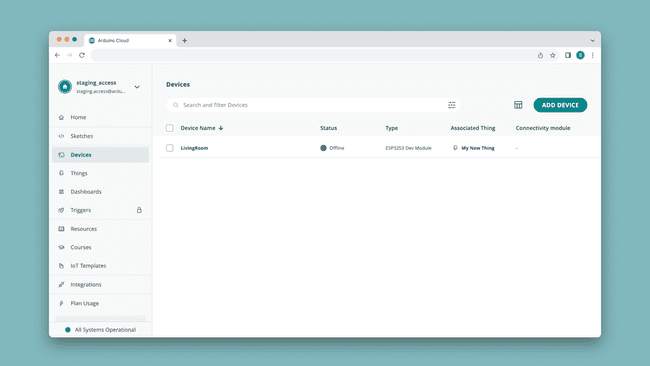 Devices in the Arduino Cloud.