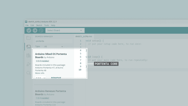 Installing the Arduino Mbed OS Portenta Boards core in the Arduino IDE