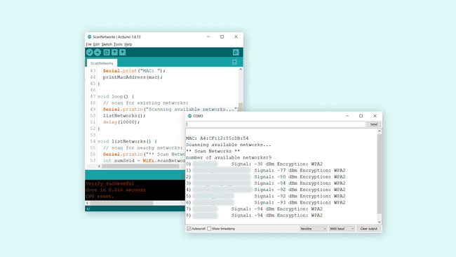 Listing all available networks in the Serial Monitor.