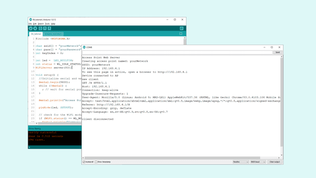 Serial Monitor output of a client connecting.