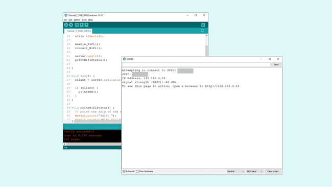 Serial monitor output.